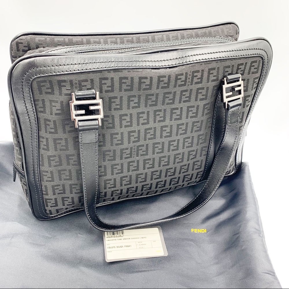 Fendi Zuccha Ff Monogram Leather & Canvas Bag